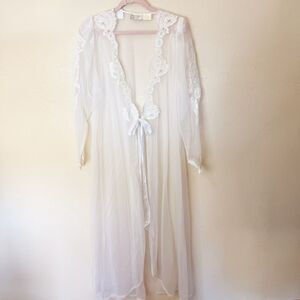 90s Vintage Victoria Secret Gold Label Sheer Lace Robe Angelcore Coquette Bridal